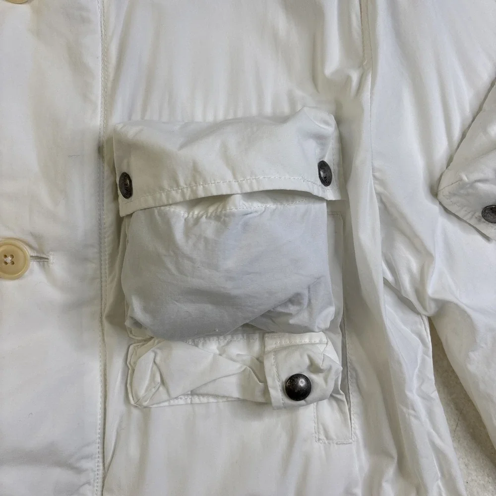 Ralph Lauren utility Jacket Men M White Field Military Hunting Stowaway hood Vtg